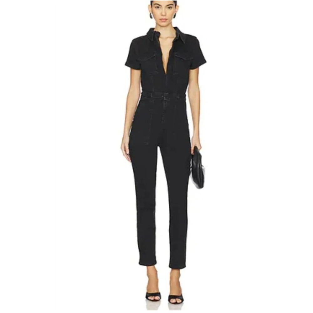 Good American Women's Black Denim Jumpsuit Size 1  New With Tags Jeans XS